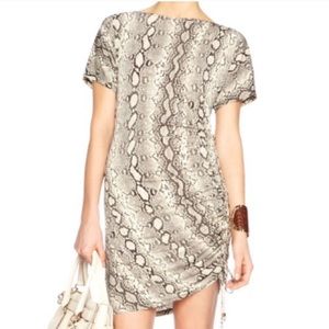 Ruched Snake Print Mini Dress